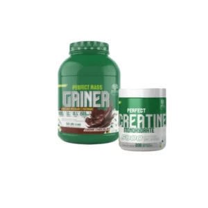 Pack Perfect Mass Gainer 3 kg + Perfect Créatine Monohydrate 200 g pour une prise de masse musculaire rapide grâce à une formule hypercalorique et une créatine pure pour booster la force, la puissance et les performances pendant les séances intensives en Tunisie.