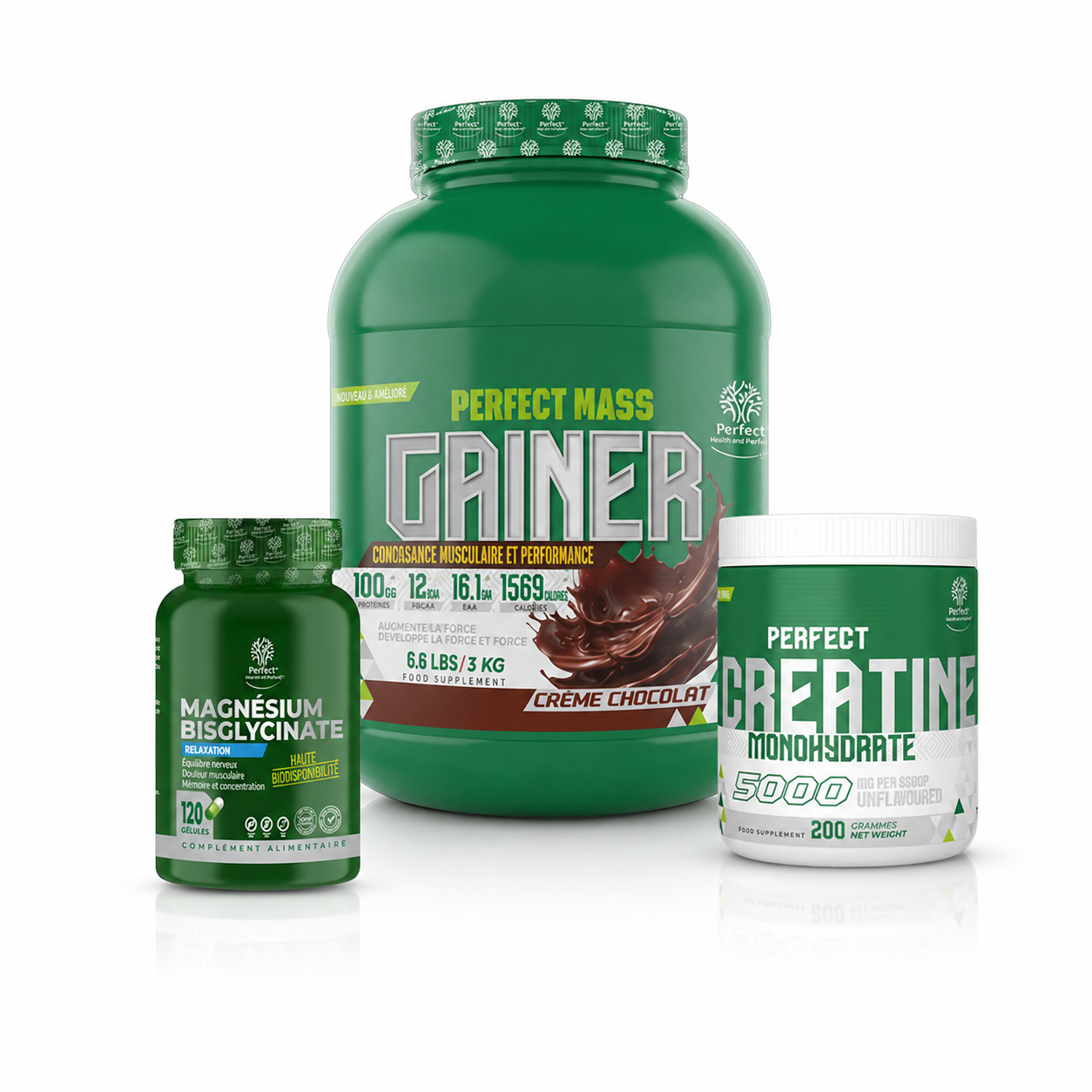 pack mass gainer Tunisie, mass gainer 3kg creatine magnesium bisglycinate, prise de masse rapide Tunisie, pack performance musculation, énergie force récupération sport.