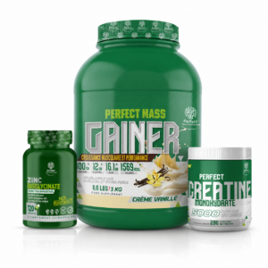 pack mass gainer Tunisie, mass gainer 3kg creatine zinc bisglycinate, prise de masse musculation Tunisie, complément performance sport, force récupération musculation.