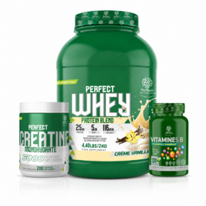 perfect whey creatine vitamine B Tunisie, pack whey 2kg creatine & vitamine B, performance musculation Tunisie, prise de masse musculation Tunisie, whey protein pack Tunisie.