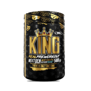 King Pre Workout Tunisie, Real Pharm King Pre Workout 500g, pré workout énergie stimulant, booster caféine citrulline, performance musculation Tunisie.