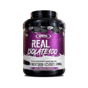 Real Isolate 100 Tunisie, Real Pharm whey isolate 1.8kg, isolat de whey sans gluten, whey protéine récupération musculation, whey isolat haute pureté whey protéine tunisie