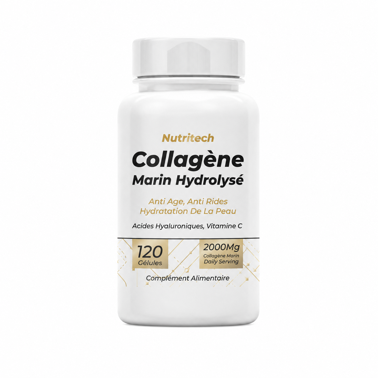 collagène marin hydrolysé Tunisie, collagène peau articulations Tunisie, collagène hydrolysé Nutritech, acide hyaluronique beauté cutanée, collagène peptides marine absorption.