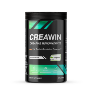 Creawin Creapure Tunisie, créatine monohydrate pure, créatine performance musculation Tunisie, supplément créatine certifiée Creapure, force endurance récupération.