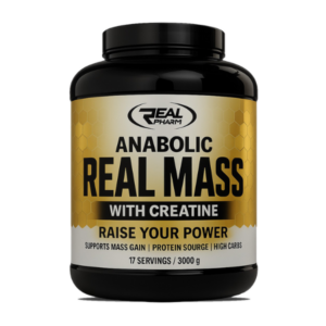 Real Pharm Anabolic Real Mass Tunisie, gainer 3kg prise de masse, mass gainer créatine protéines glucides, Real Mass gainer calories élevé, complément prise de poids musculation.
