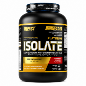 whey proteine tunis Impact Platinum Whey Isolate Tunisie, whey isolate premium Tunisie, protéine whey absorption rapide, whey isolate post-workout, récupération musculaire musculation Tunisie.