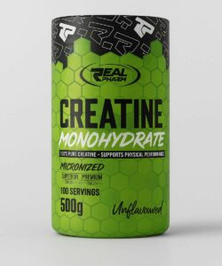 Créatine monohydrate Tunisie, Real Pharm créatine 500g, créatine micronisée performance musculation, booster force puissance récupération, supplément créatine Tunisie.