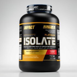whey proteine tunis Impact Platinum Whey Isolate Tunisie, whey isolate premium Tunisie, protéine whey absorption rapide, whey isolate post-workout, récupération musculaire musculation Tunisie.