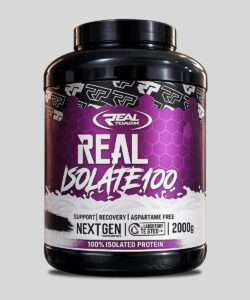 Real Isolate 100 Tunisie, Real Pharm whey isolate 1.8kg, isolat de whey sans gluten, whey protéine récupération musculation, whey isolat haute pureté whey protéine tunisie