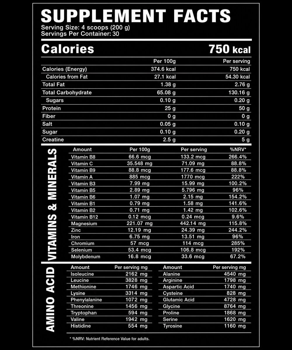 Hydro Mass Gainer 6Kg + Creatine 200G - A.W. + Shaker P.N. – Image 2