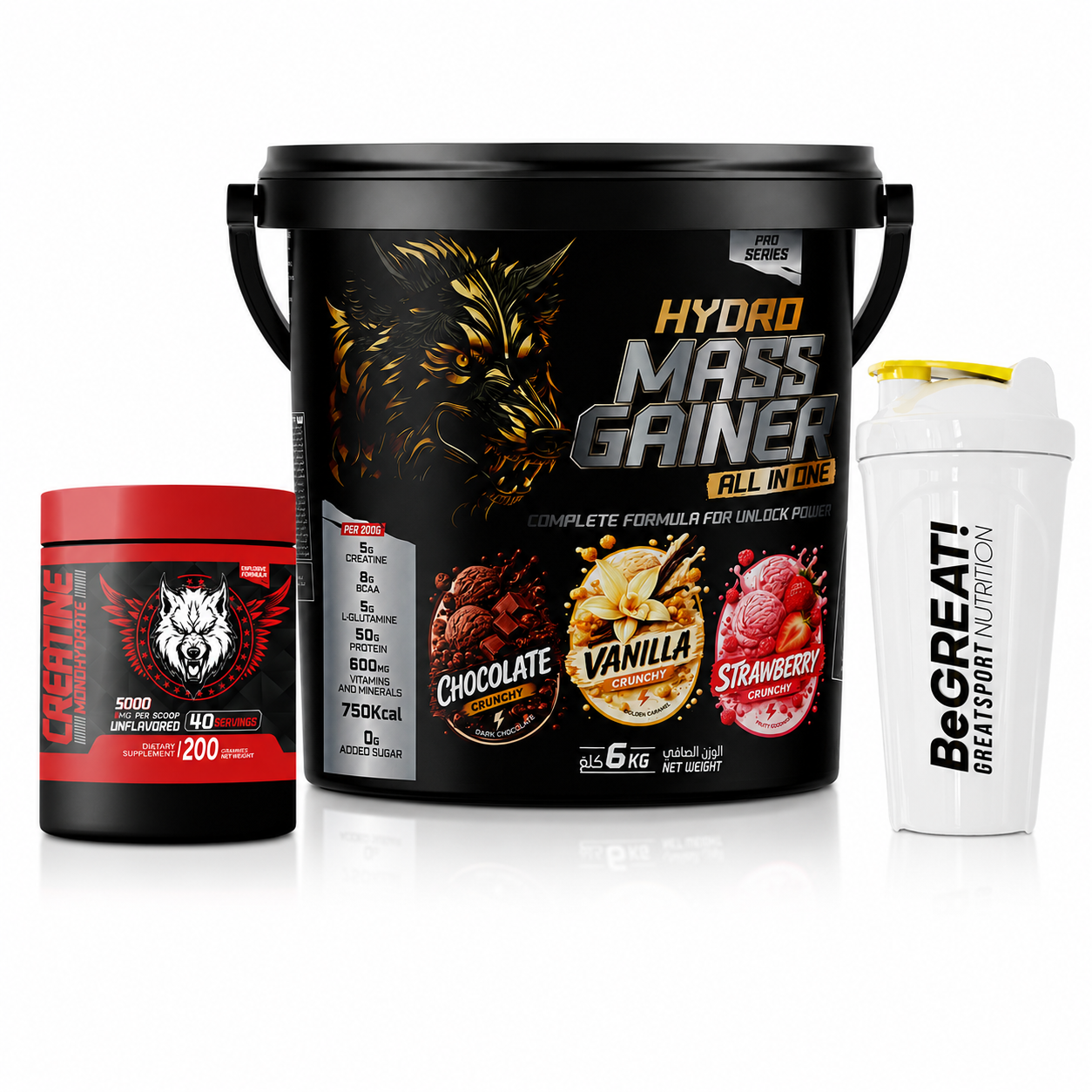 Hydro Mass Gainer 6Kg + Creatine 200G - A.W. + Shaker P.N. – Image 5
