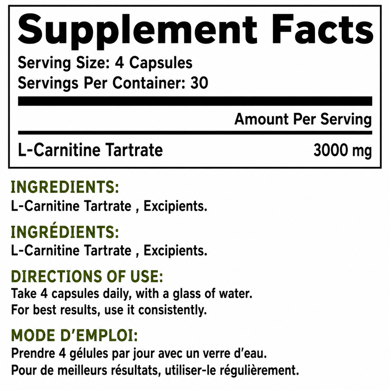 Carnitine 3000 - 120 Caps - GSN – Image 2