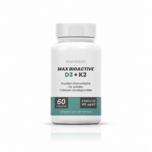 vitamine D3 K2 Tunisie, Nutritec vitamine D3 + K2, calcium absorption os santé, MK-7 biodisponibilité, supplément immunité os musculaire
