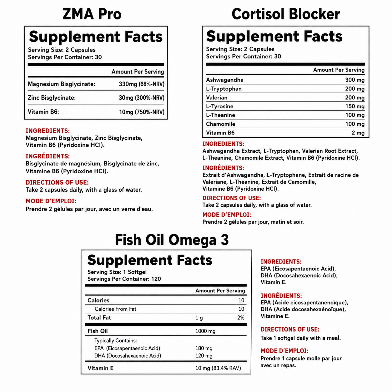 ZMA Pro 100 Caps + Cortisol Blocker 60 Caps + Fish Oil Omega 3 120 Softgels GSN – Image 2