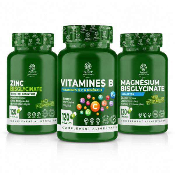Vitamines B 120 Caps + Zinc Bisglycinate 120 Caps + Magnesium Bisglycinate 120 Caps P.N.
