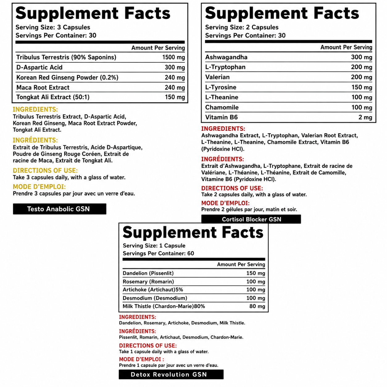 Testo Anabolic For Men 90 Caps + Detox Revolution 60 Caps + Cortisol Blocker 60 Caps GSN – Image 2