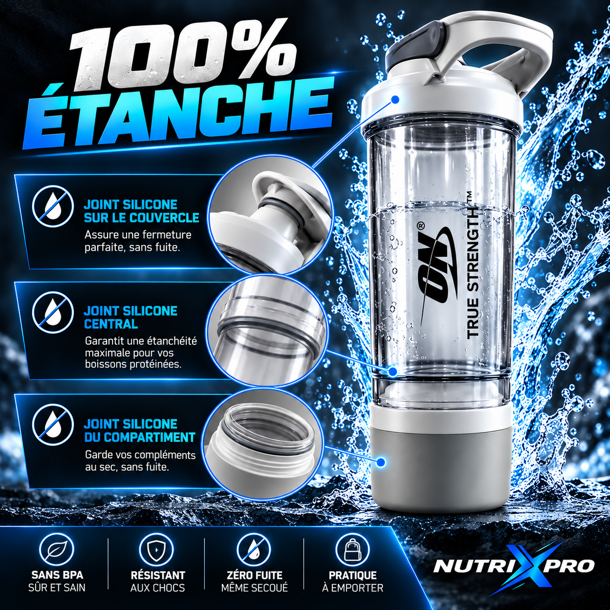 Shaker True Strength 720Ml - Optimum Nutrition – Image 2
